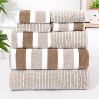 8-Piece Microfiber Towel Set - Quick Drying - Striped Bath & Hand Towels