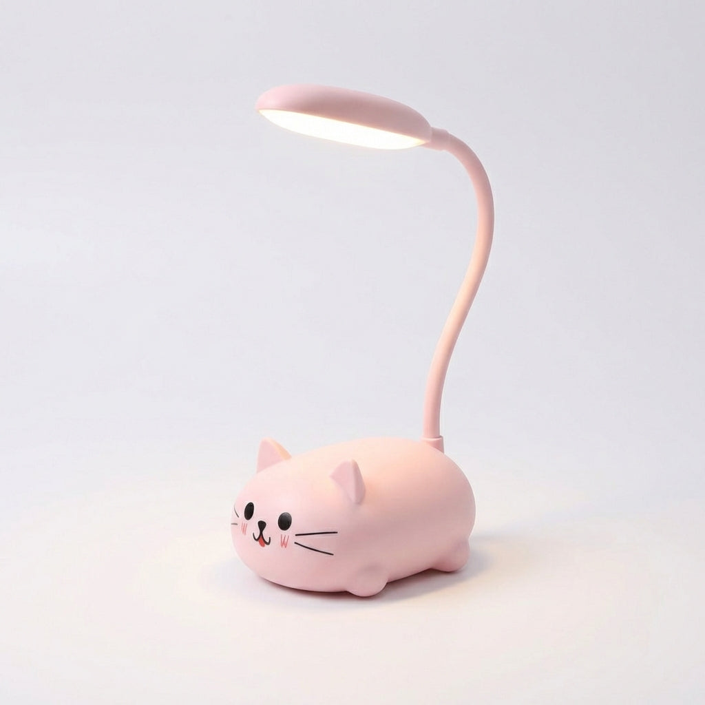 LED Desk Lamp with Adjustable Neck – Compact Cat Design in Blue, Pink, White and Green