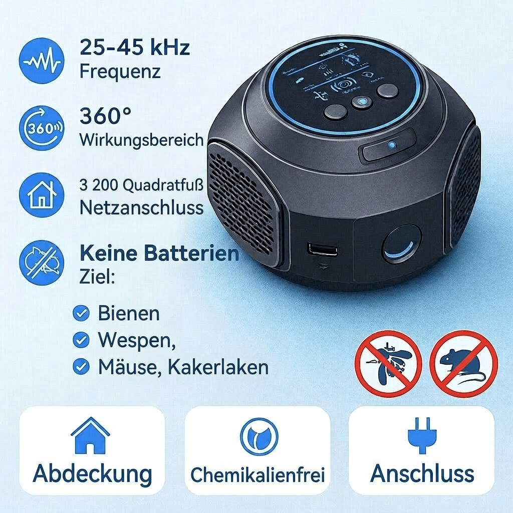 Ultrasonic Wasp, Bee & Mouse Repeller | Black or White | Plug-In