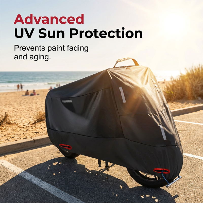 Weatherproof Motorcycle Cover | Oxford Fabric | Reflective Strips & Reinforced Lock Openings