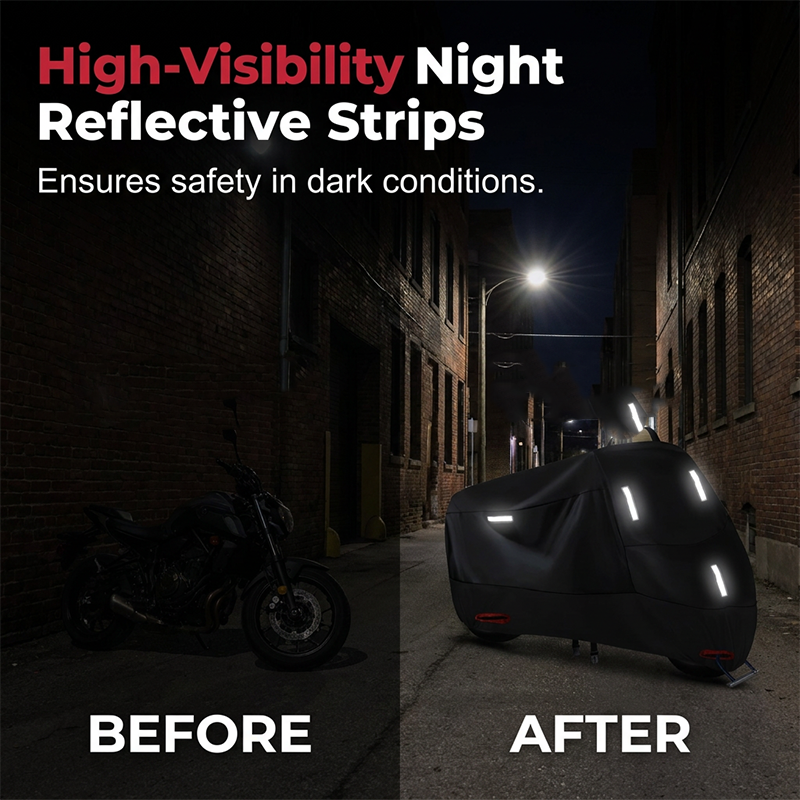 Weatherproof Motorcycle Cover | Oxford Fabric | Reflective Strips & Reinforced Lock Openings
