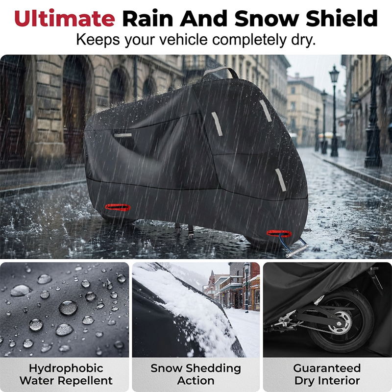 Weatherproof Motorcycle Cover | Oxford Fabric | Reflective Strips & Reinforced Lock Openings