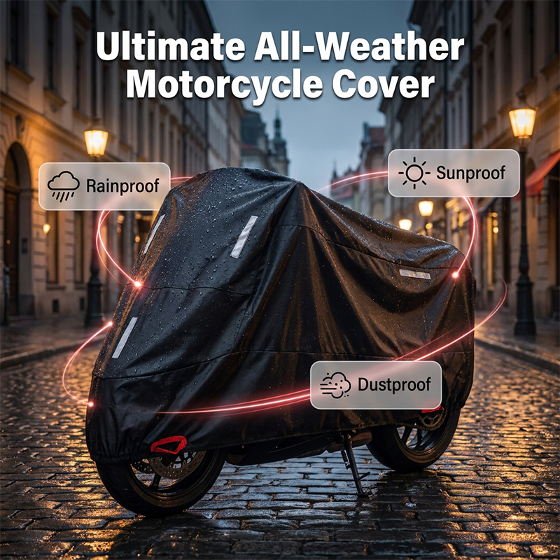 Weatherproof Motorcycle Cover | Oxford Fabric | Reflective Strips & Reinforced Lock Openings