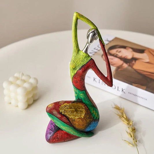 Abstract Woman Figurine - Colorful Resin Sculpture - Modern Art Decor - Image 1
