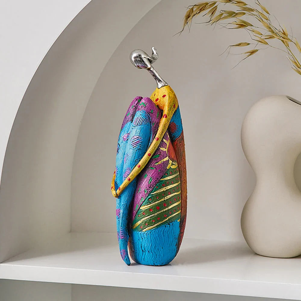 Abstract Woman Figurine - Colorful Resin Sculpture - Modern Art Decor - Image 3