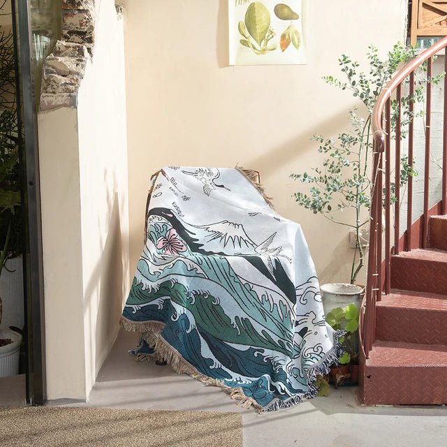 Abstract Woven Cat Throw Blanket - Polyester Cotton Tapestry - Jacquard Style - Image 10