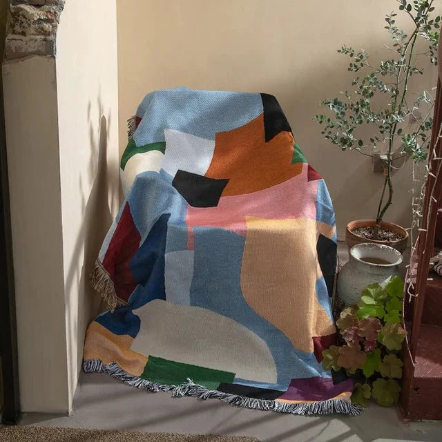 Abstract Woven Cat Throw Blanket - Polyester Cotton Tapestry - Jacquard Style - Image 16