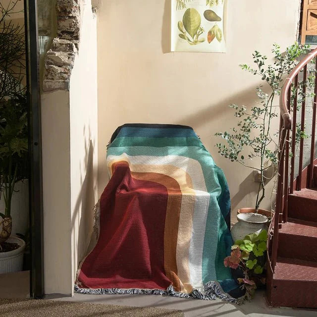 Abstract Woven Cat Throw Blanket - Polyester Cotton Tapestry - Jacquard Style - Image 17