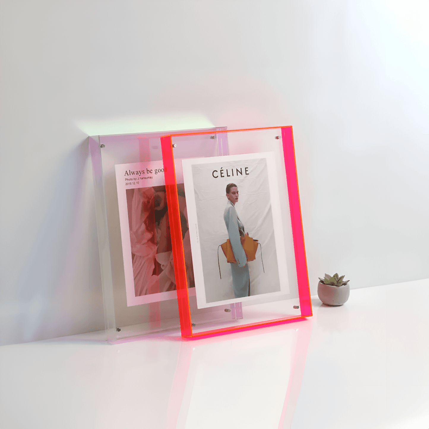 Acrylic Photo Frame - Modern Picture Display - Freestanding or Wall Mountable - Image 2