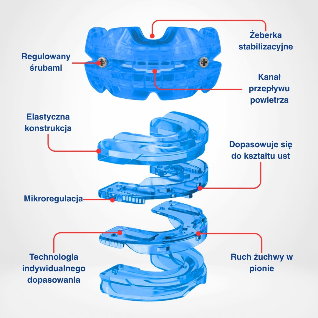 Adjustable Anti-Snoring Mouthpiece with Screw Mechanism – Comfortable Adjustment for Better Sleep Quality