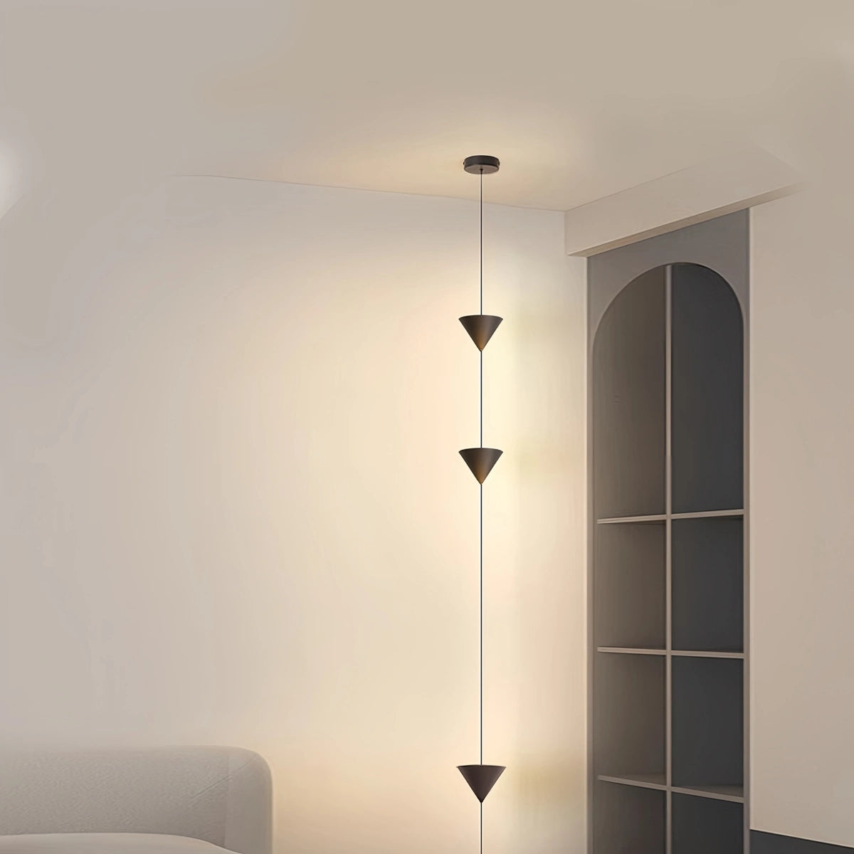 Adjustable Floor to Ceiling Lamp - Cone Shade - Modern Minimalist Design - Cable Lighting - Image 3