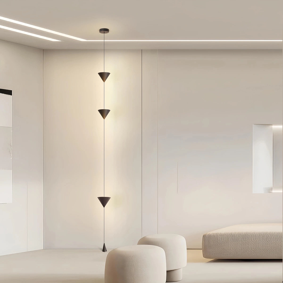 Adjustable Floor to Ceiling Lamp - Cone Shade - Modern Minimalist Design - Cable Lighting - Image 4