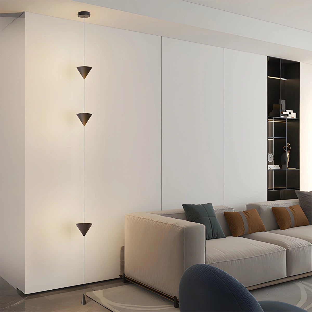 Adjustable Floor to Ceiling Lamp - Cone Shade - Modern Minimalist Design - Cable Lighting - Image 5