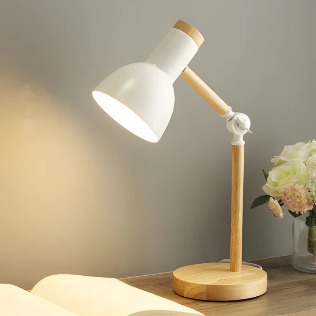 Adjustable Table Lamp - Wood and Metal - Modern Style LED Desk Light - Image 1