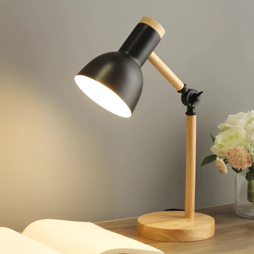 Adjustable Table Lamp - Wood and Metal - Modern Style LED Desk Light - Image 3
