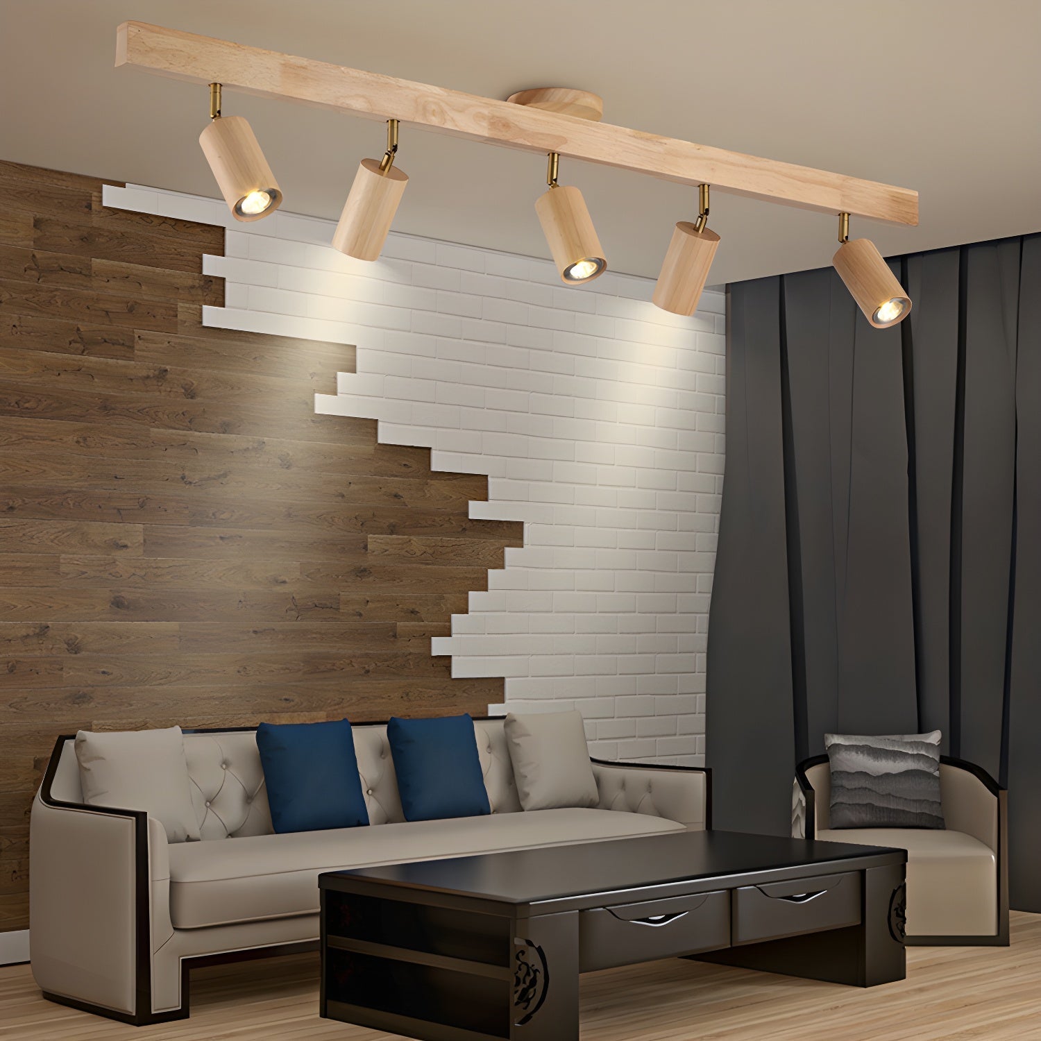 Adjustable Wooden Spotlight - Modern Ceiling Lamp - LED Fixture - Image 3