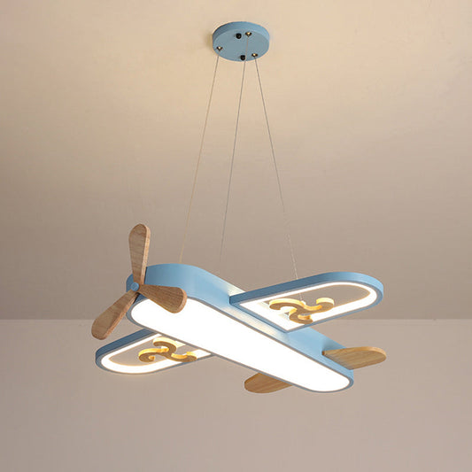 Airplane Pendant Light - Wooden Propeller - Children's Room Lighting - Modern Style - Image 1