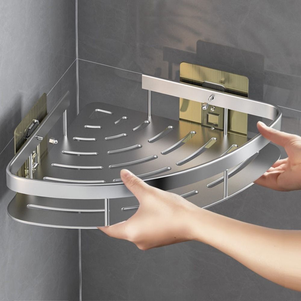 Aluminum Bathroom Corner Caddy – Functional Organizer for Shampoo and Accessories