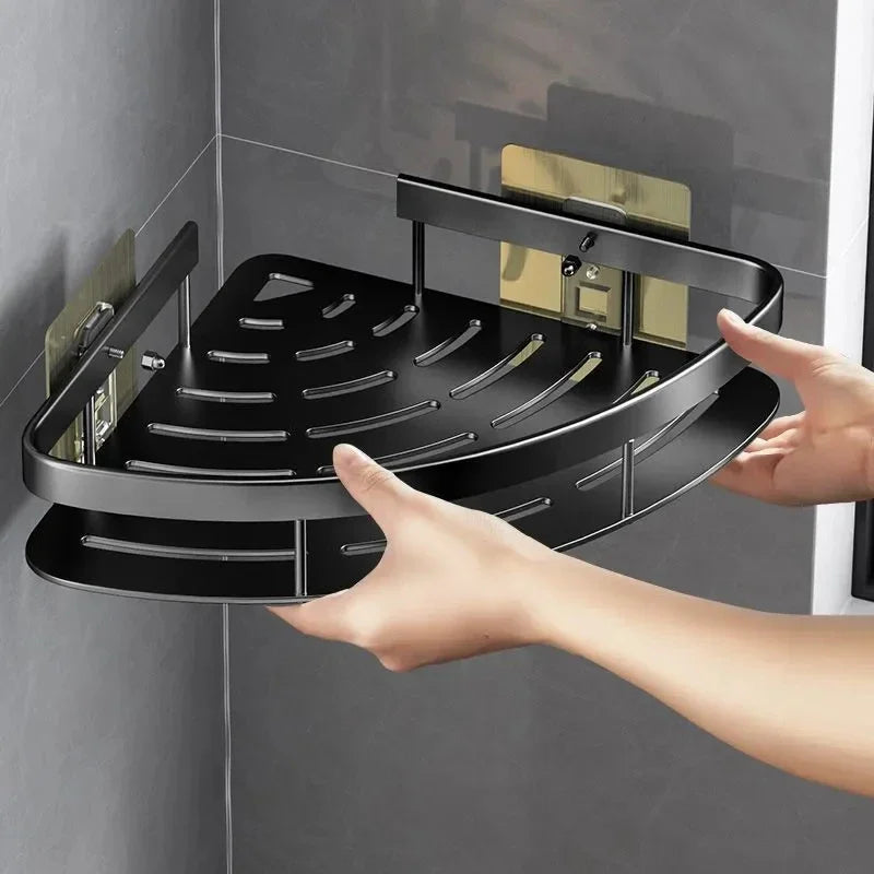 Aluminum Bathroom Corner Caddy – Functional Organizer for Shampoo and Accessories