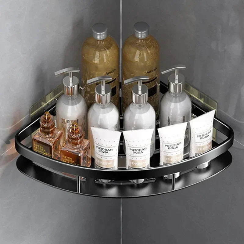 Aluminum Bathroom Corner Caddy – Functional Organizer for Shampoo and Accessories