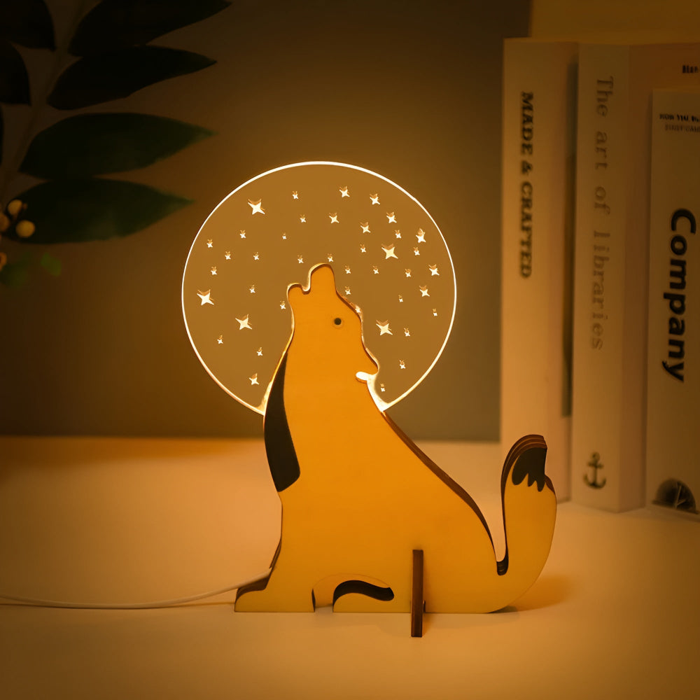 Animal Design Night Light - Wooden LED Lamp - Nursery Decor - Image 4