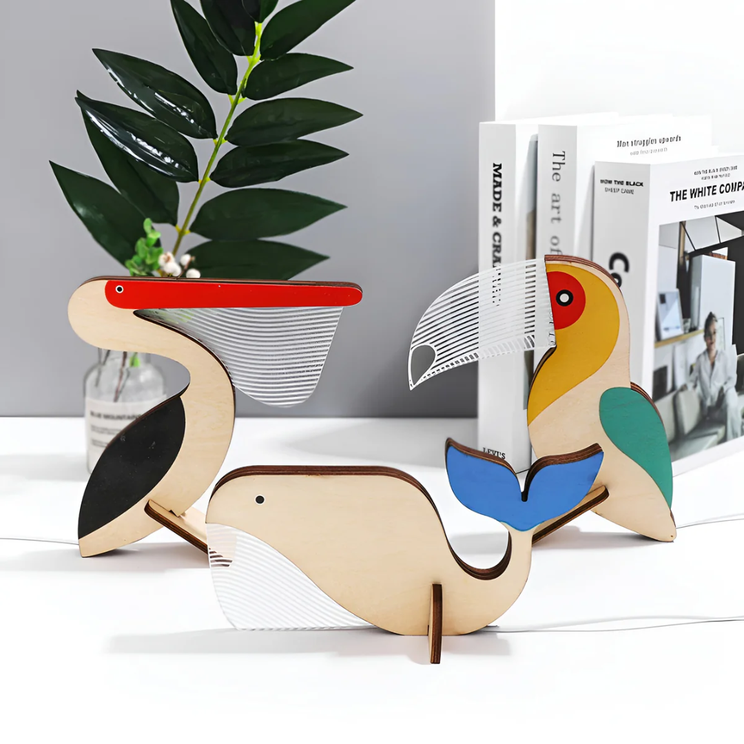 Animal Wood LED Table Lamp - Nordic Style Accent Lighting - Image 1