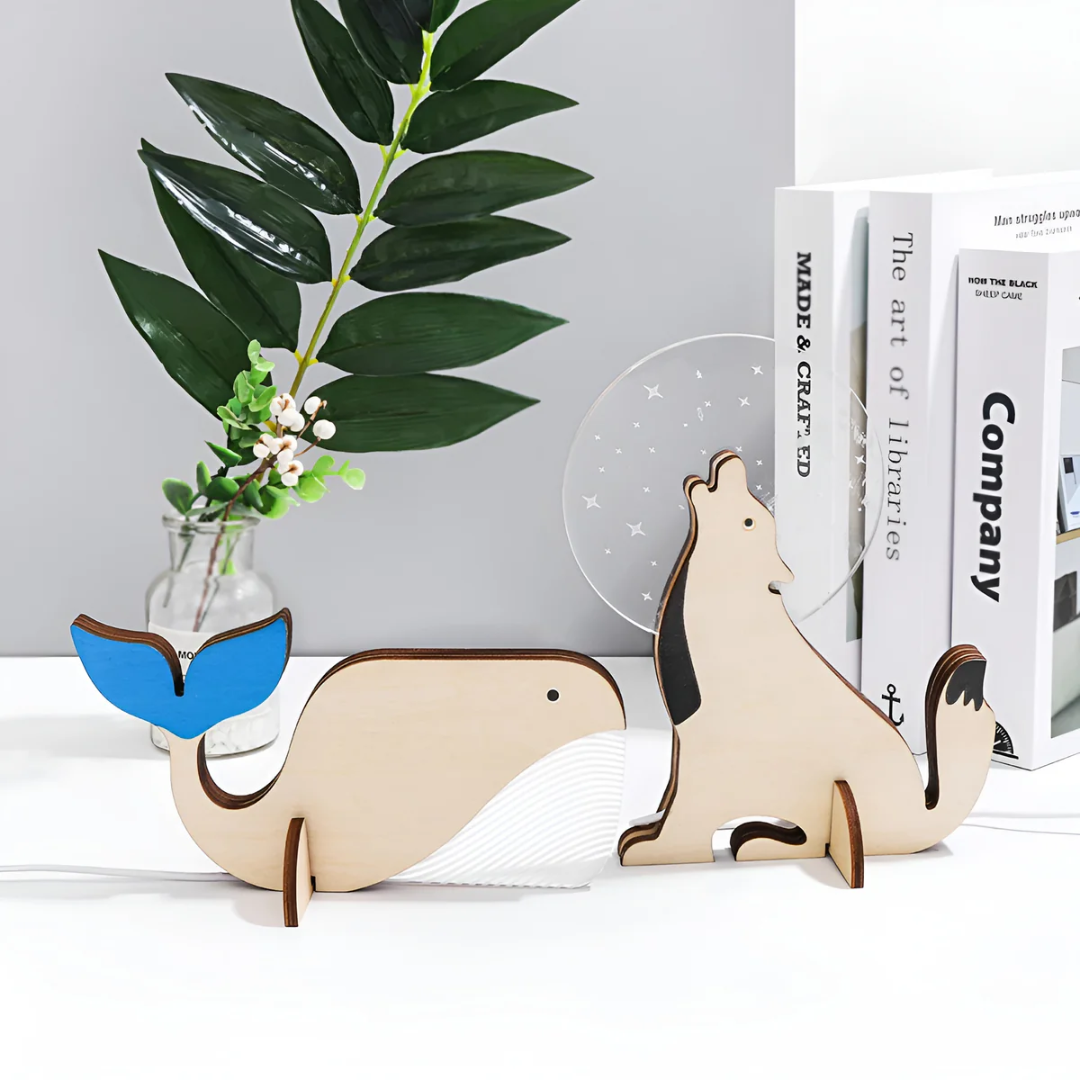 Animal Wood LED Table Lamp - Nordic Style Accent Lighting - Image 2