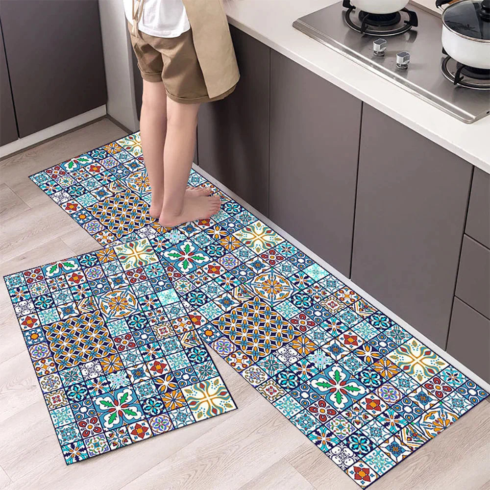 Anti-Slip Kitchen Rug - Modern Runner Rug - Hallway Mat - Floral Tile Pattern - Image 11