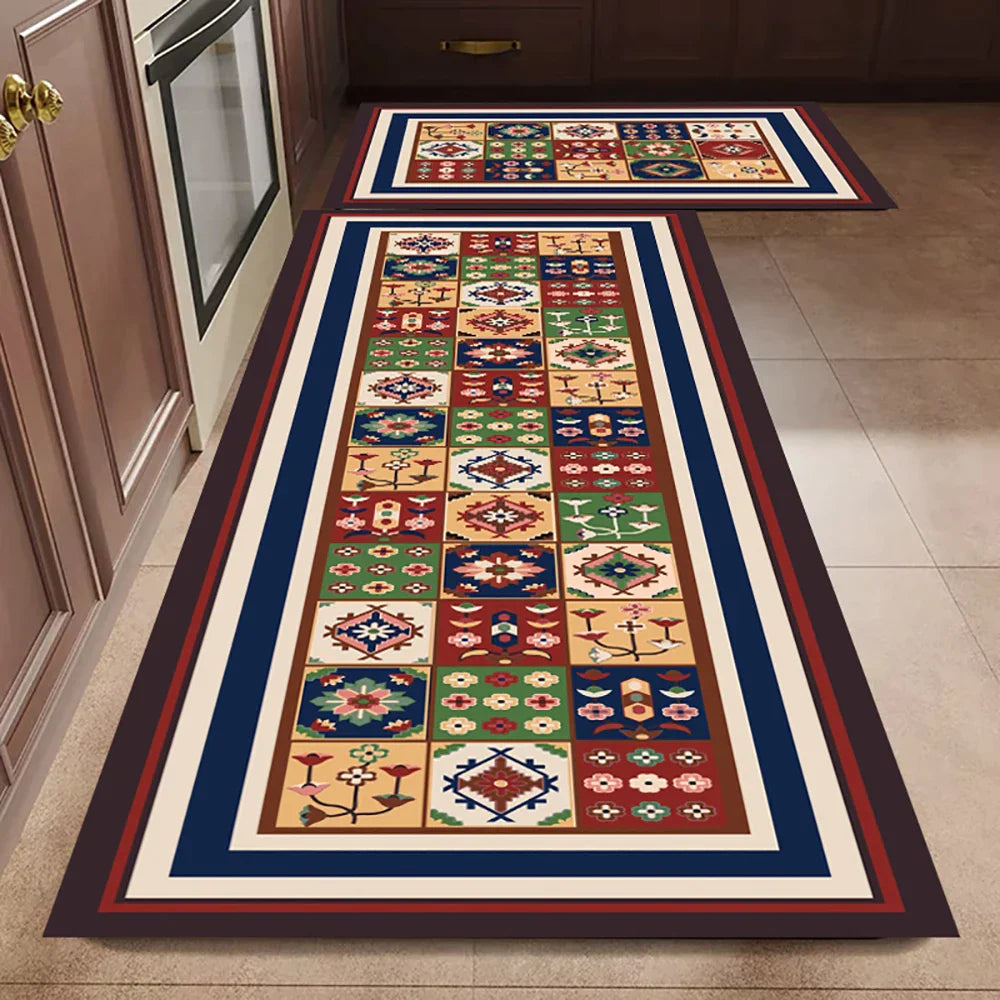 Anti-Slip Kitchen Rug - Modern Runner Rug - Hallway Mat - Floral Tile Pattern - Image 13