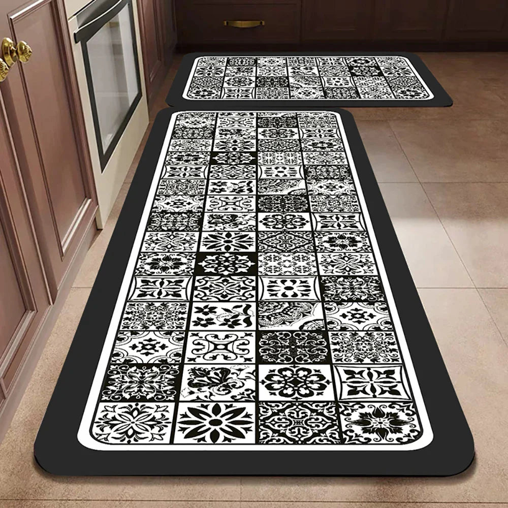 Anti-Slip Kitchen Rug - Modern Runner Rug - Hallway Mat - Floral Tile Pattern - Image 15