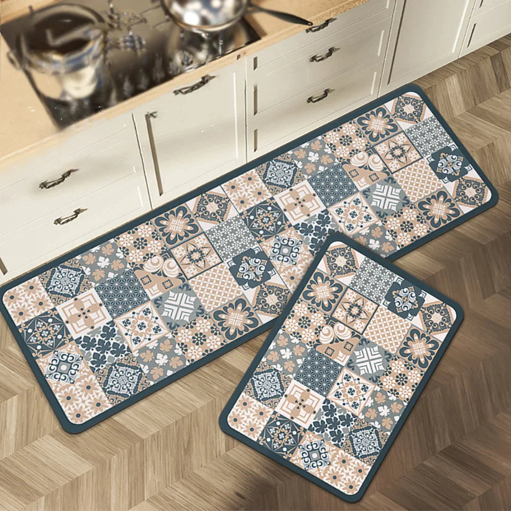 Anti-Slip Kitchen Rug - Modern Runner Rug - Hallway Mat - Floral Tile Pattern - Image 17