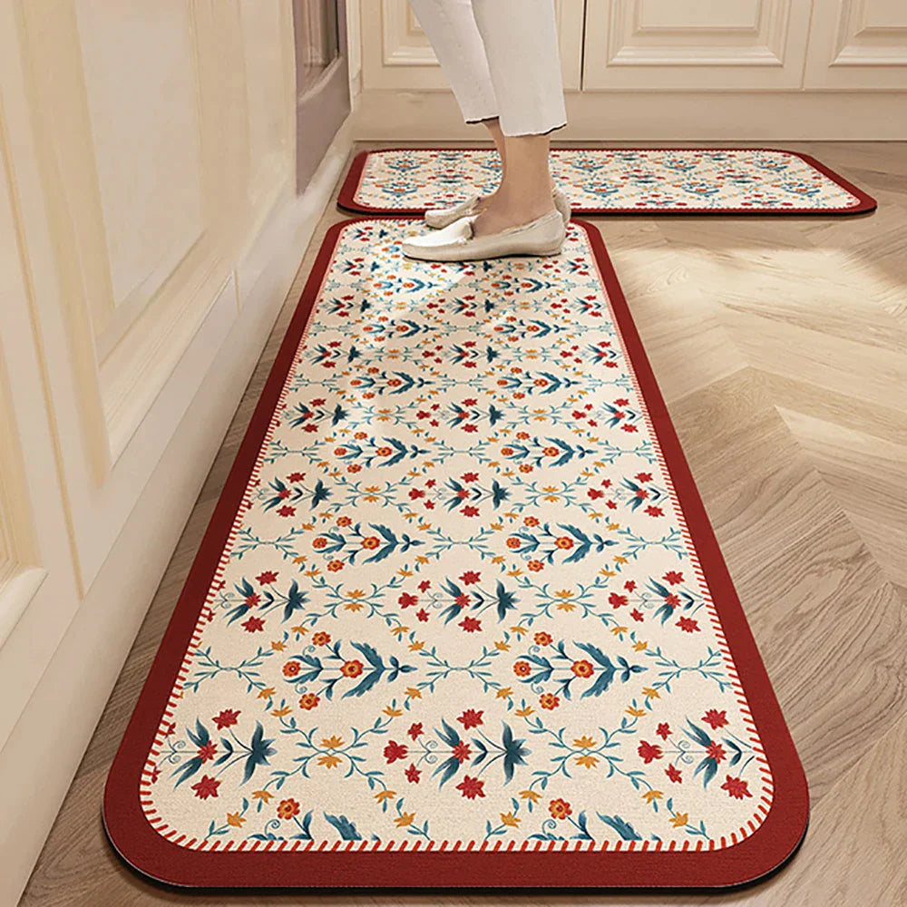 Anti-Slip Kitchen Rug - Modern Runner Rug - Hallway Mat - Floral Tile Pattern - Image 23
