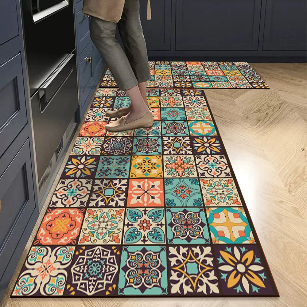 Anti-Slip Kitchen Rug - Modern Runner Rug - Hallway Mat - Floral Tile Pattern - Image 24