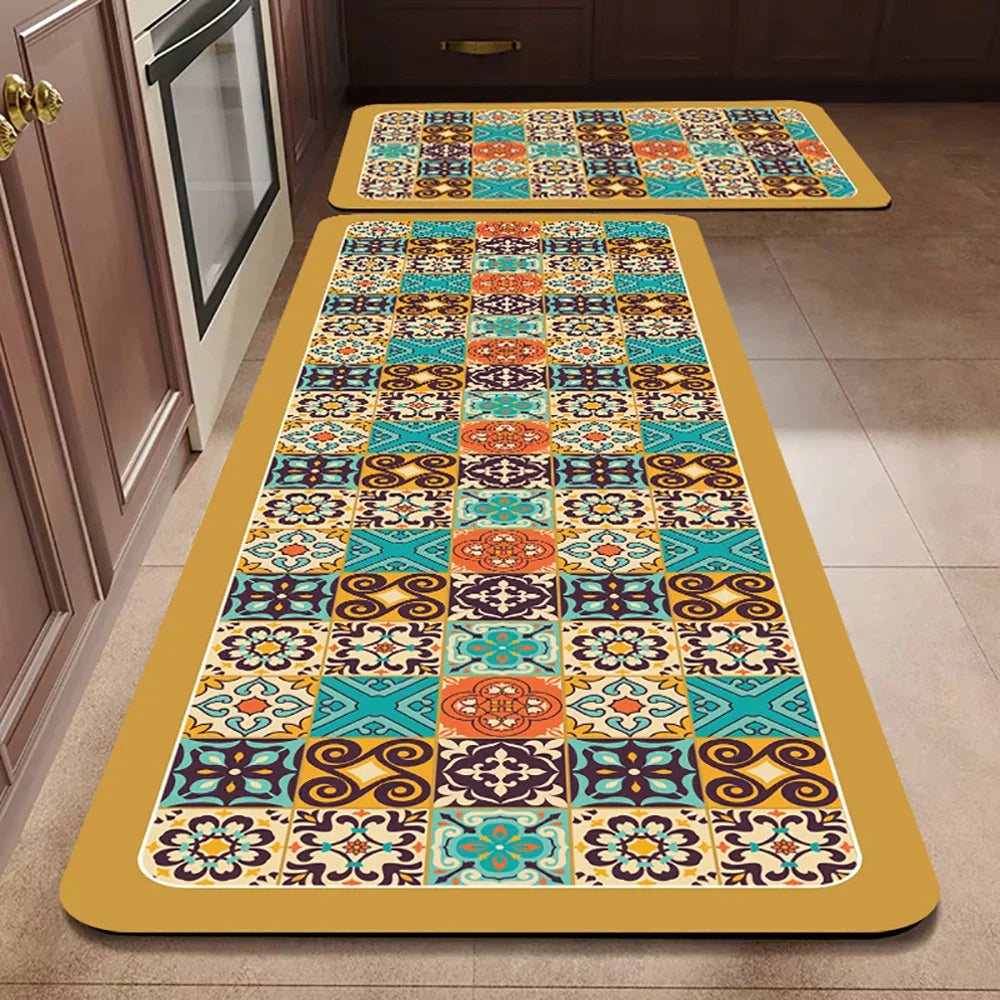 Anti-Slip Kitchen Rug - Modern Runner Rug - Hallway Mat - Floral Tile Pattern - Image 31