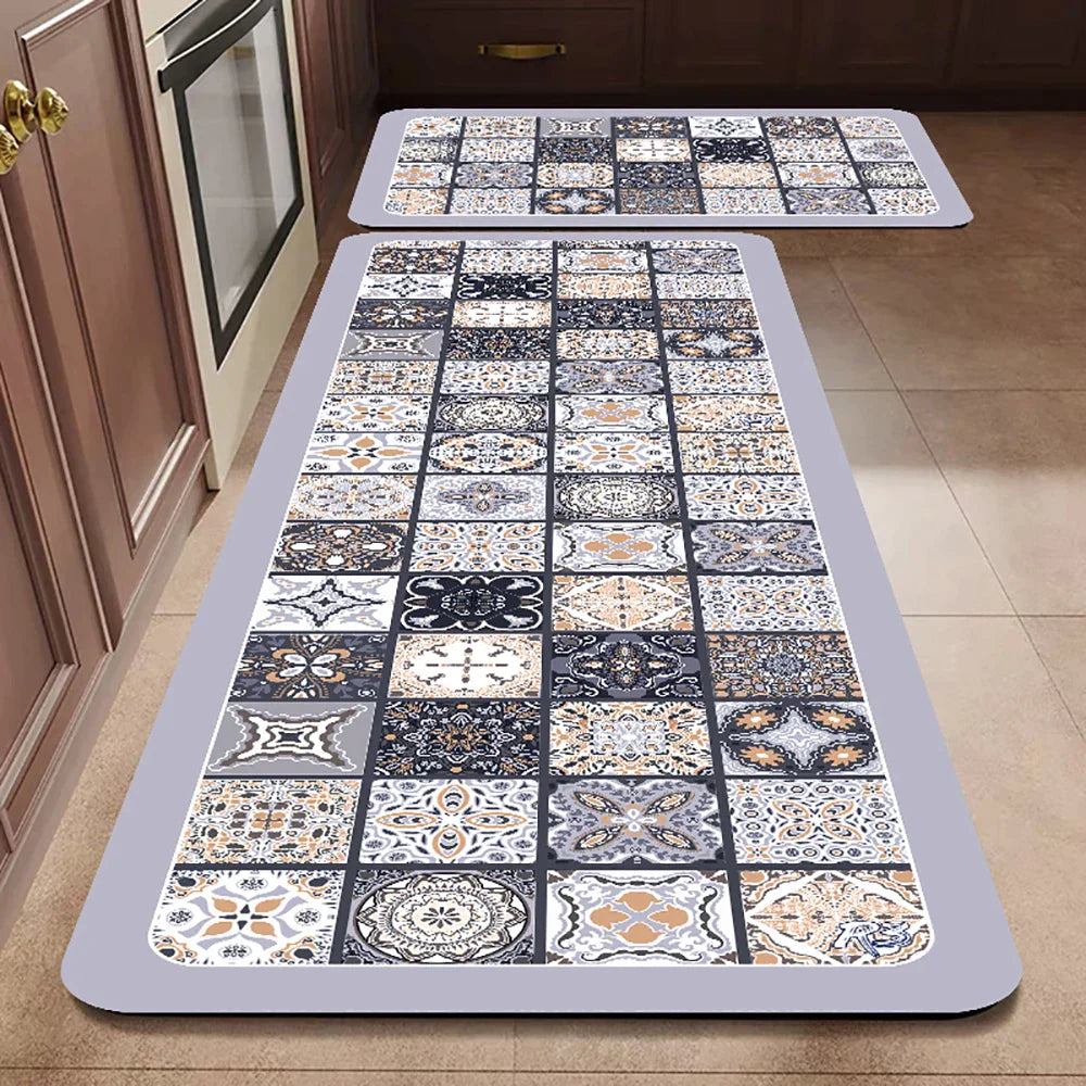 Anti-Slip Kitchen Rug - Modern Runner Rug - Hallway Mat - Floral Tile Pattern - Image 32