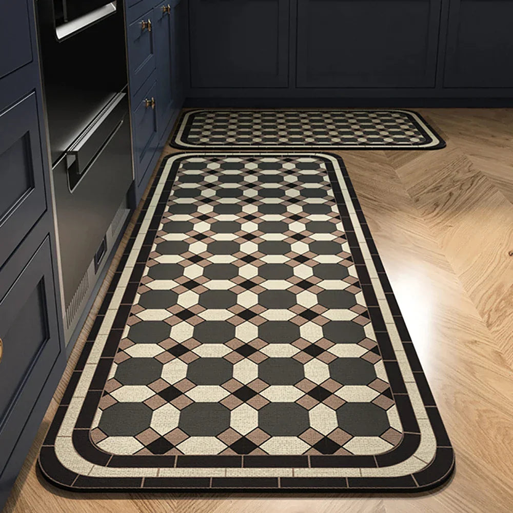 Anti-Slip Kitchen Rug - Modern Runner Rug - Hallway Mat - Floral Tile Pattern - Image 38