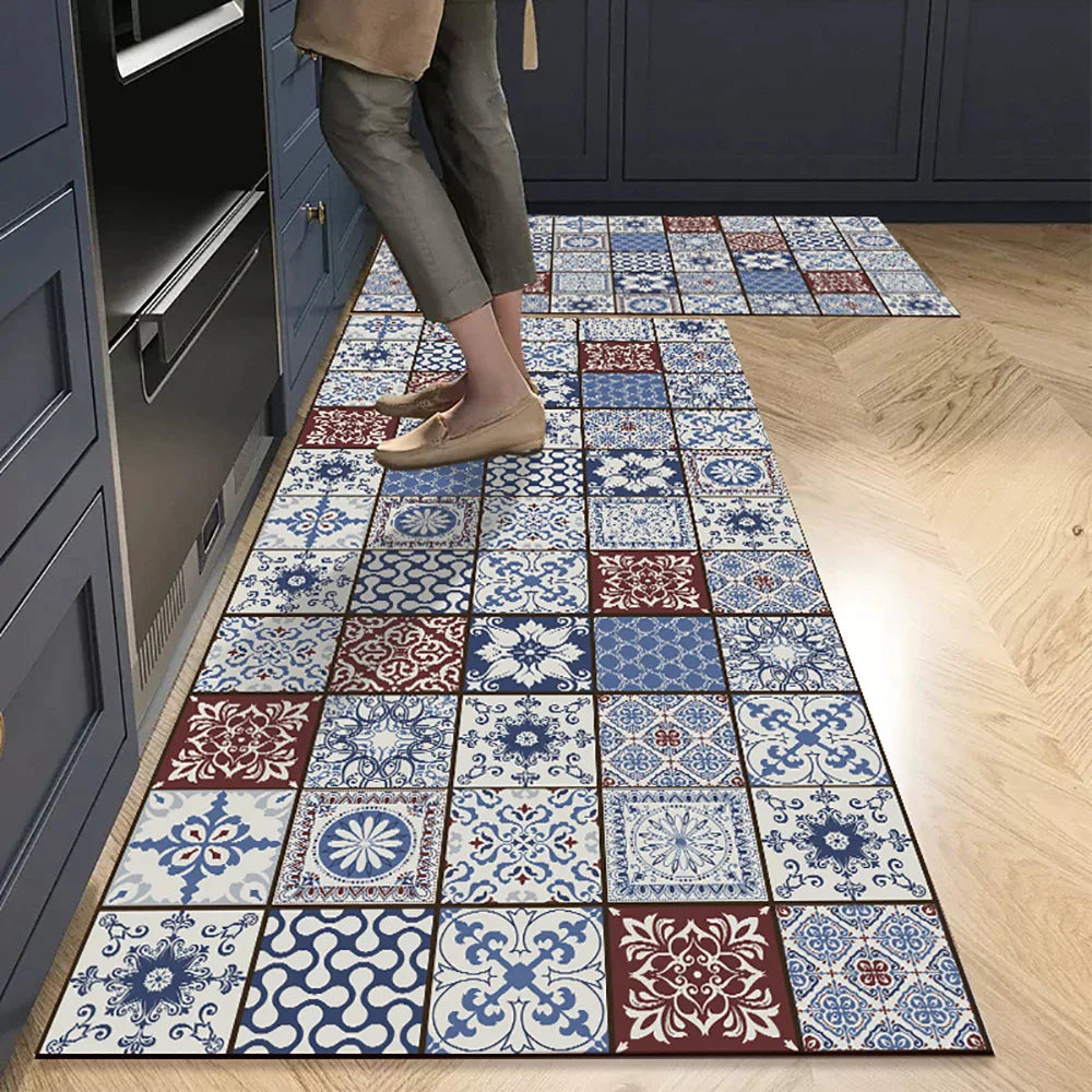 Anti-Slip Kitchen Rug - Modern Runner Rug - Hallway Mat - Floral Tile Pattern - Image 39