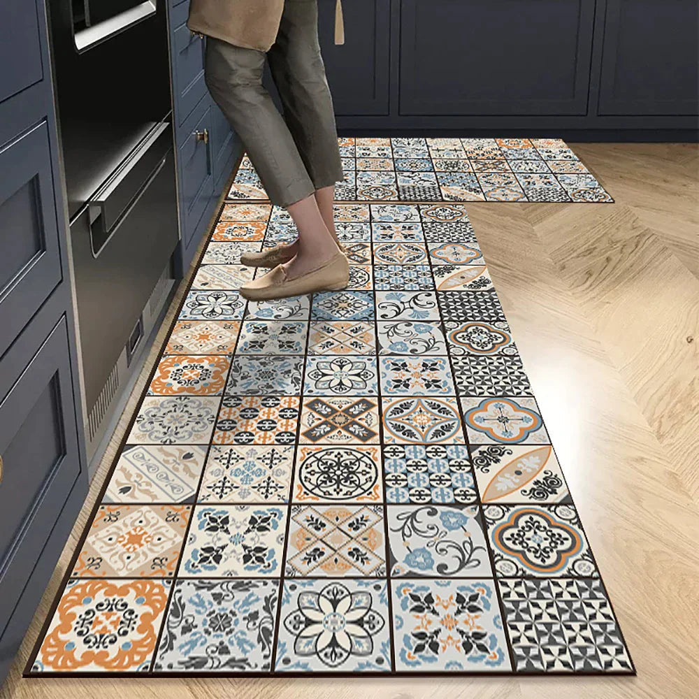 Anti-Slip Kitchen Rug - Modern Runner Rug - Hallway Mat - Floral Tile Pattern - Image 40