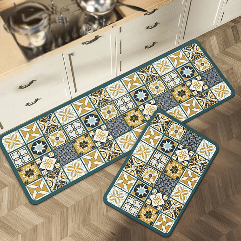 Anti-Slip Kitchen Rug - Modern Runner Rug - Hallway Mat - Floral Tile Pattern - Image 42