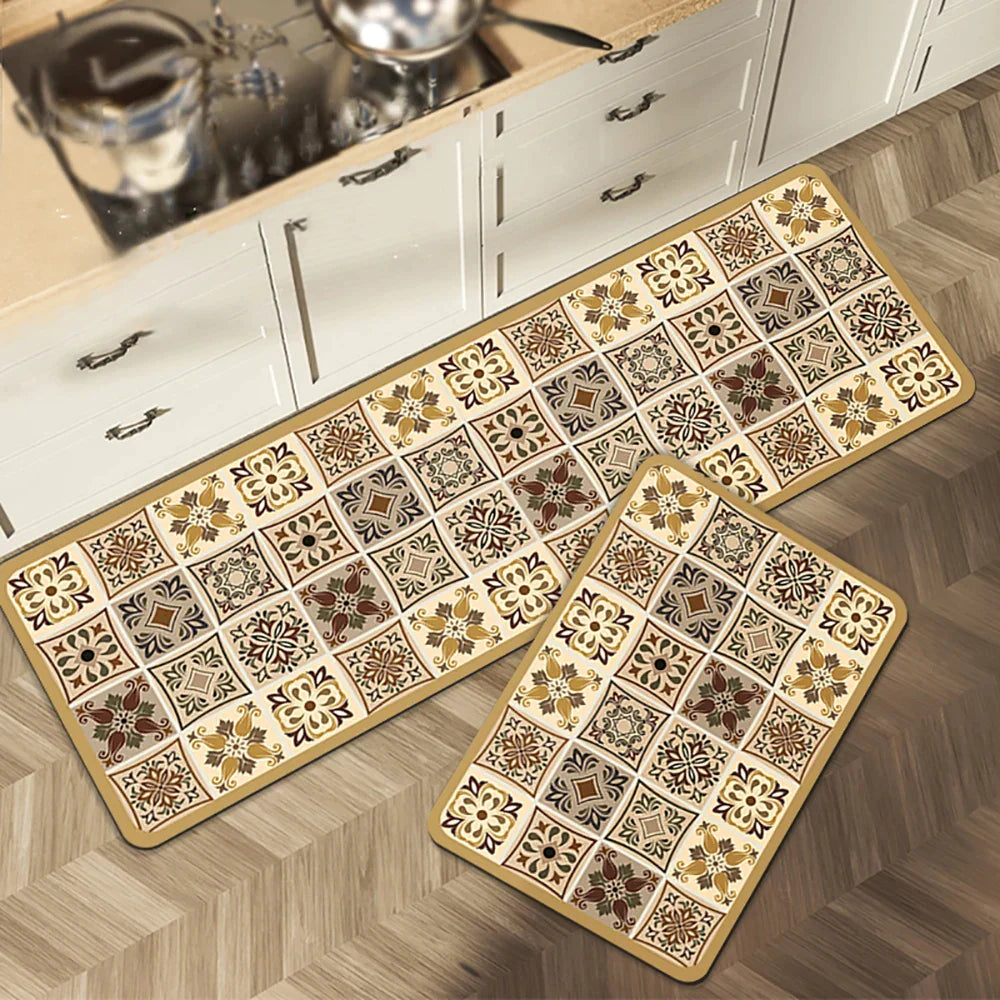 Anti-Slip Kitchen Rug - Modern Runner Rug - Hallway Mat - Floral Tile Pattern - Image 43