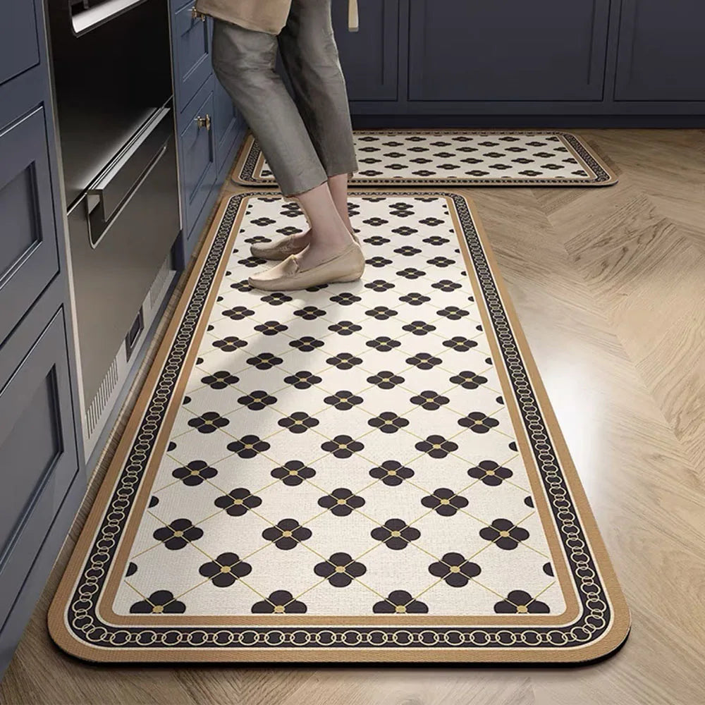 Anti-Slip Kitchen Rug - Modern Runner Rug - Hallway Mat - Floral Tile Pattern - Image 44