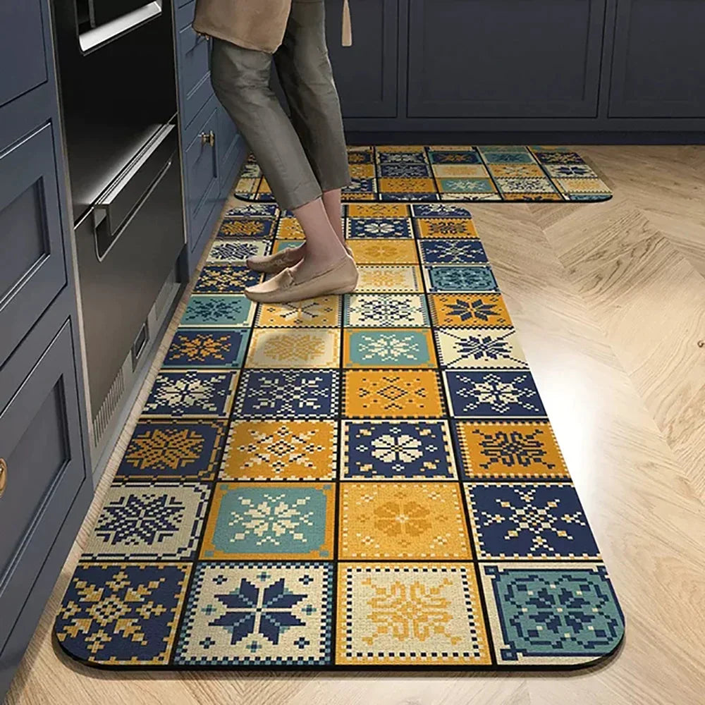 Anti-Slip Kitchen Rug - Modern Runner Rug - Hallway Mat - Floral Tile Pattern - Image 6