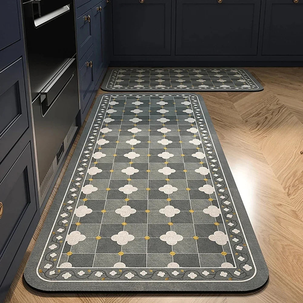 Anti-Slip Kitchen Rug - Modern Runner Rug - Hallway Mat - Floral Tile Pattern - Image 8