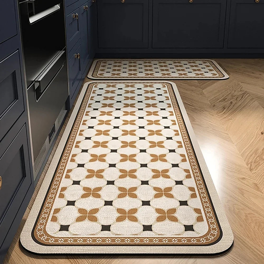 Anti-Slip Kitchen Rug - Modern Runner Rug - Hallway Mat - Floral Tile Pattern - Image 9