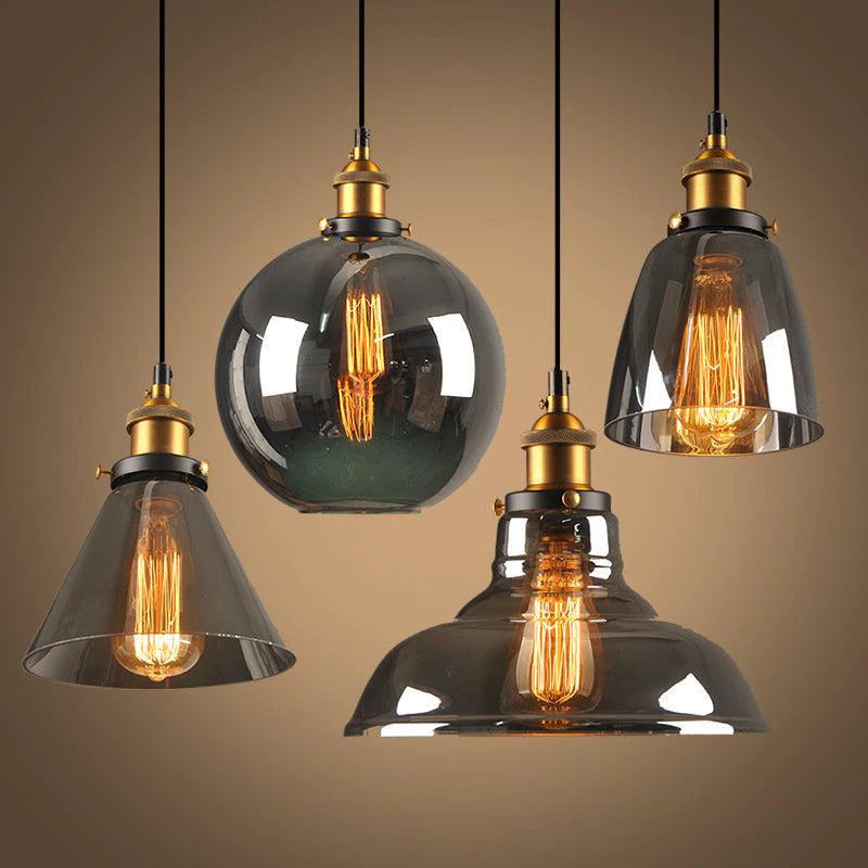Antique Glass Pendant Light in Vintage Style – Elegant Dimmable Living Room Light