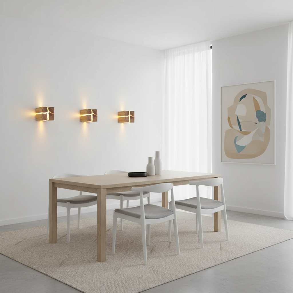 Apot Almond Wood Cube Wall Light - Modern Accent Lighting - Image 5