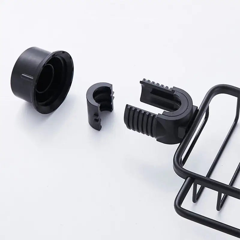 AquaGrip Shower Caddy - Elegant Black Metal Bathroom Organizer with Secure Fixture - Image 3