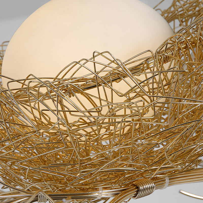 Art Deco Gold Bird Nest Chandelier - Glass Globe Pendant Light - Living Room Lighting - Image 2