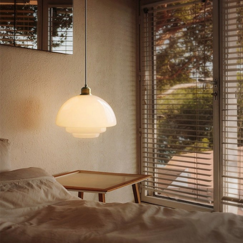 Art Deco Opal Glass Pendant Light - Elegant Hanging Lamp - Image 2