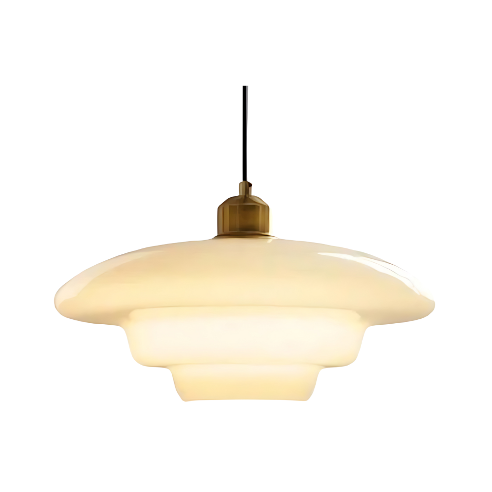 Art Deco Opal Glass Pendant Light - Elegant Hanging Lamp - Image 3